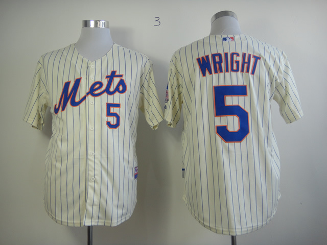 Men New York Mets #5 Wright Cream MLB Jerseys->new york mets->MLB Jersey